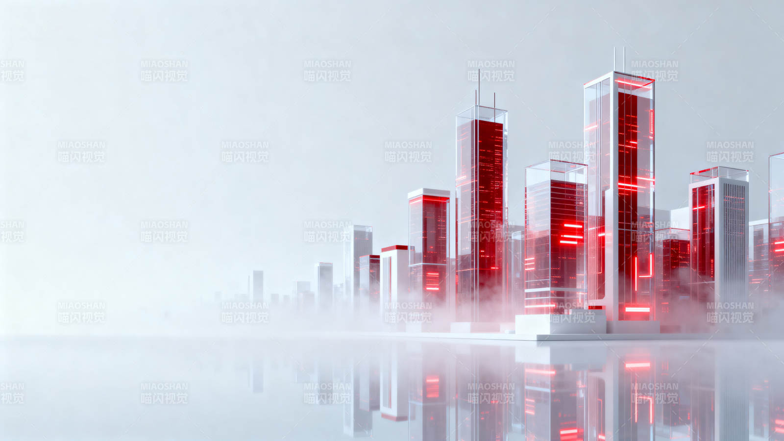 未来城市红色光影建筑图片