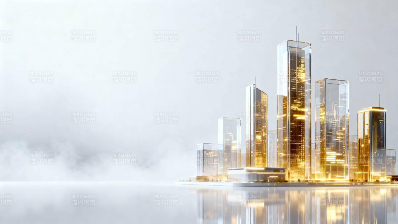 未来城市金色建筑群图片