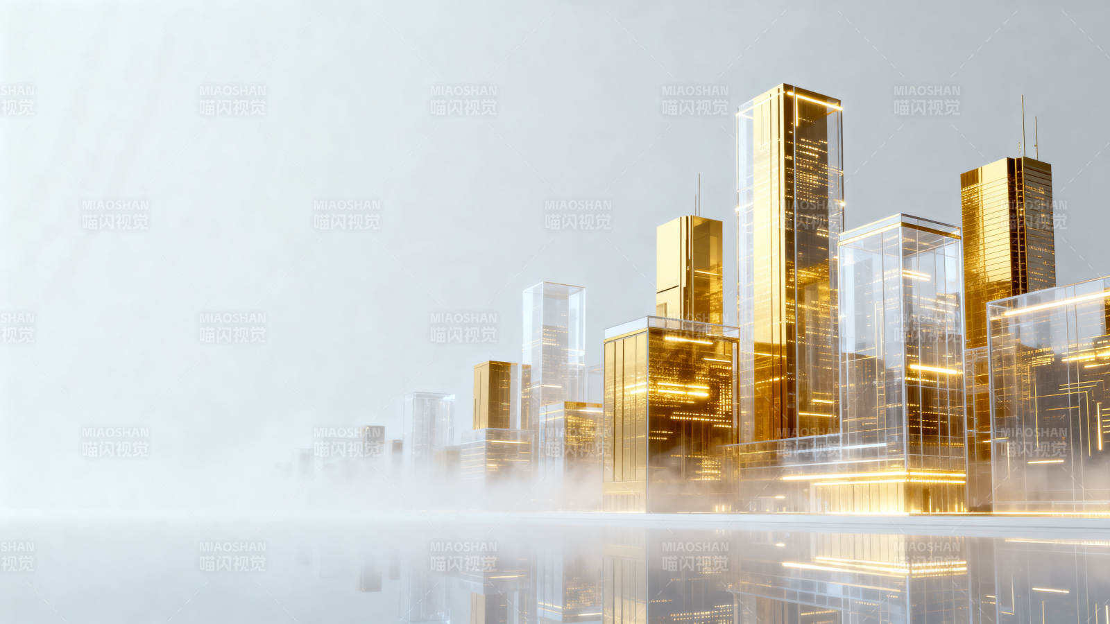 金色城市建筑抽象设计图片