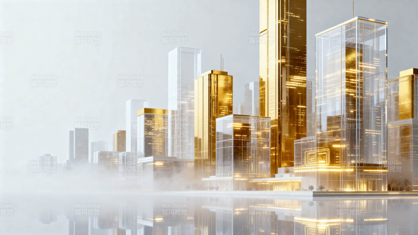 金色透明城市建筑图片