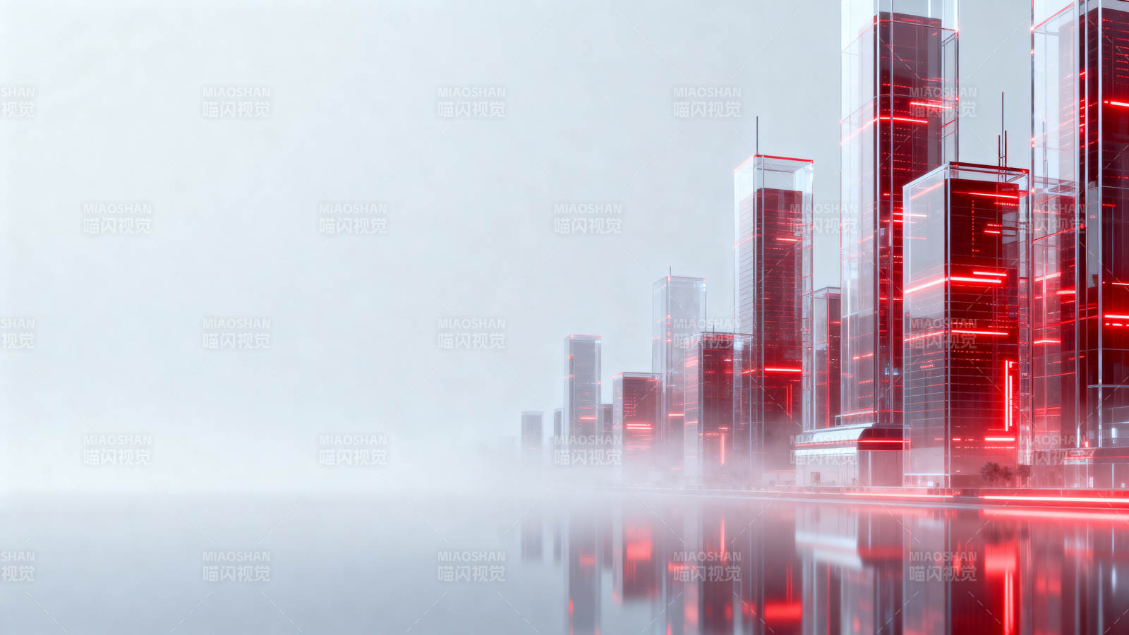 未来城市红色光影建筑图片