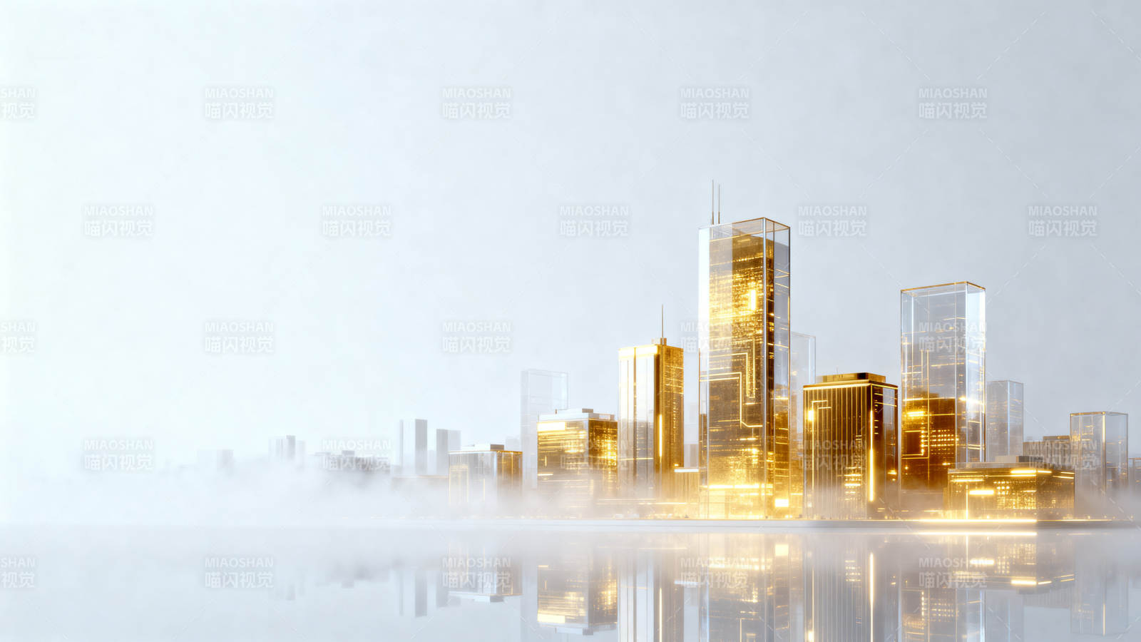 金色城市天际线科幻建筑图片