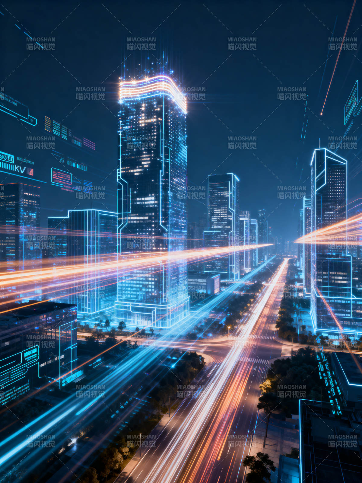 未来城市科技夜景图片