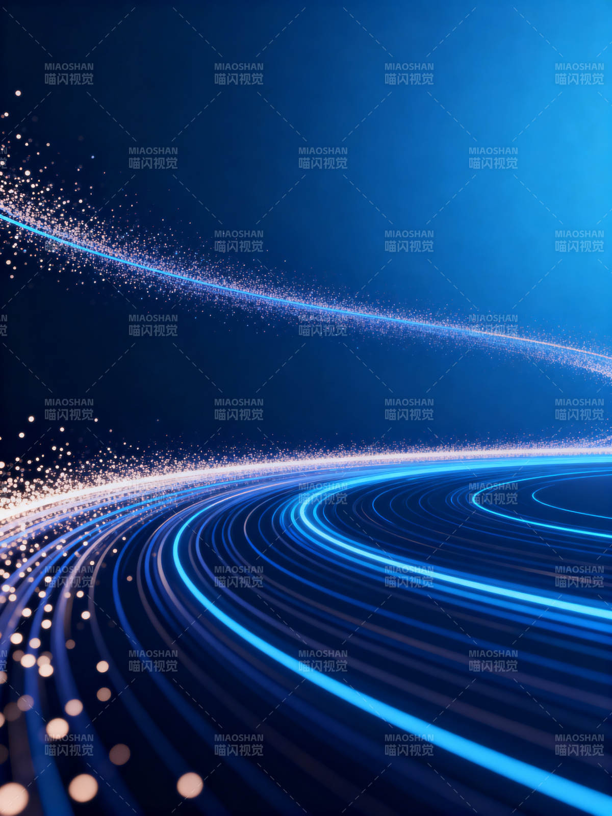 蓝色光轨抽象科技背景图片