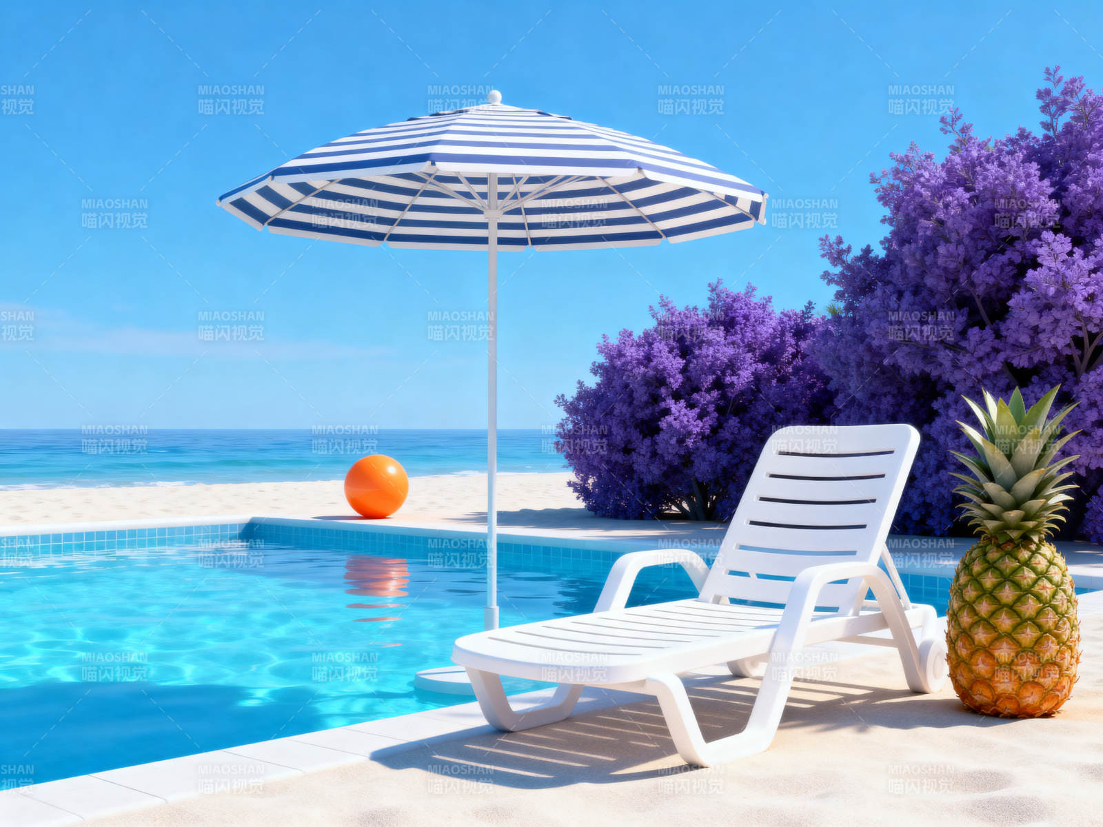 海边泳池度假休闲场景图片