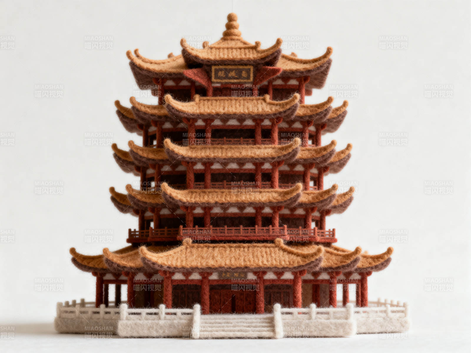 毛毡工艺黄鹤楼模型图片