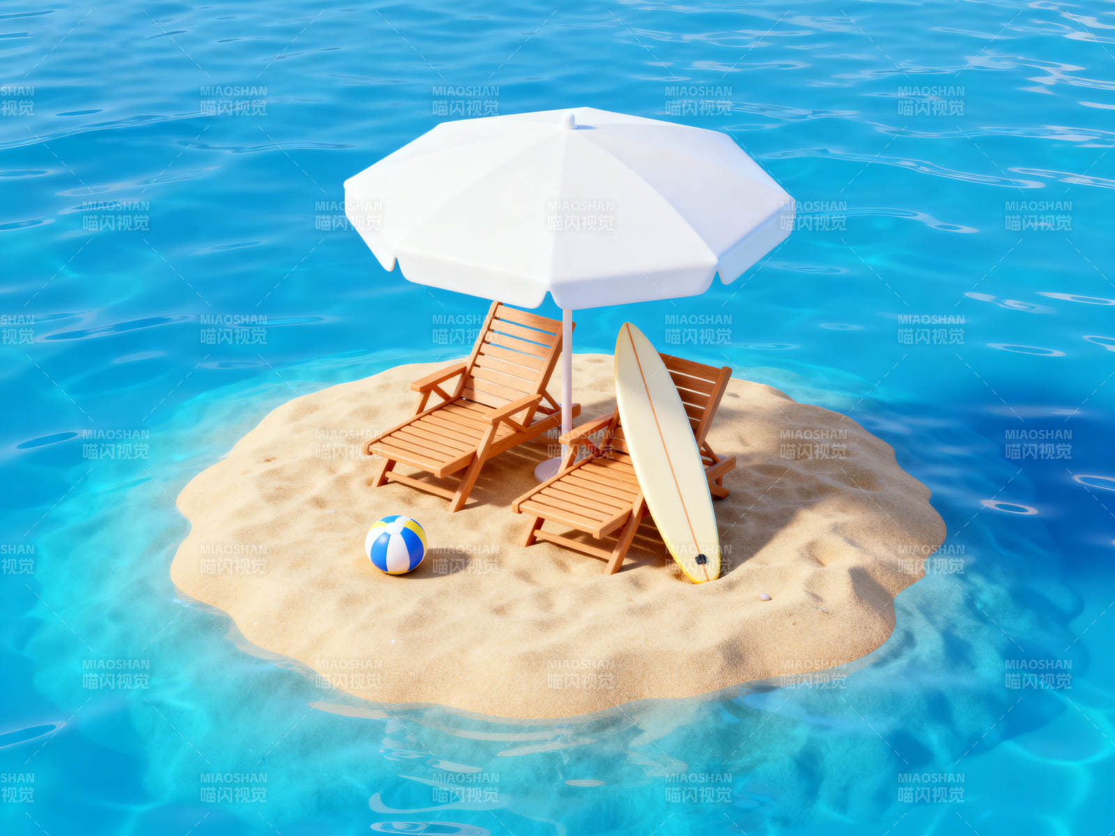 迷你沙滩小岛度假场景图片