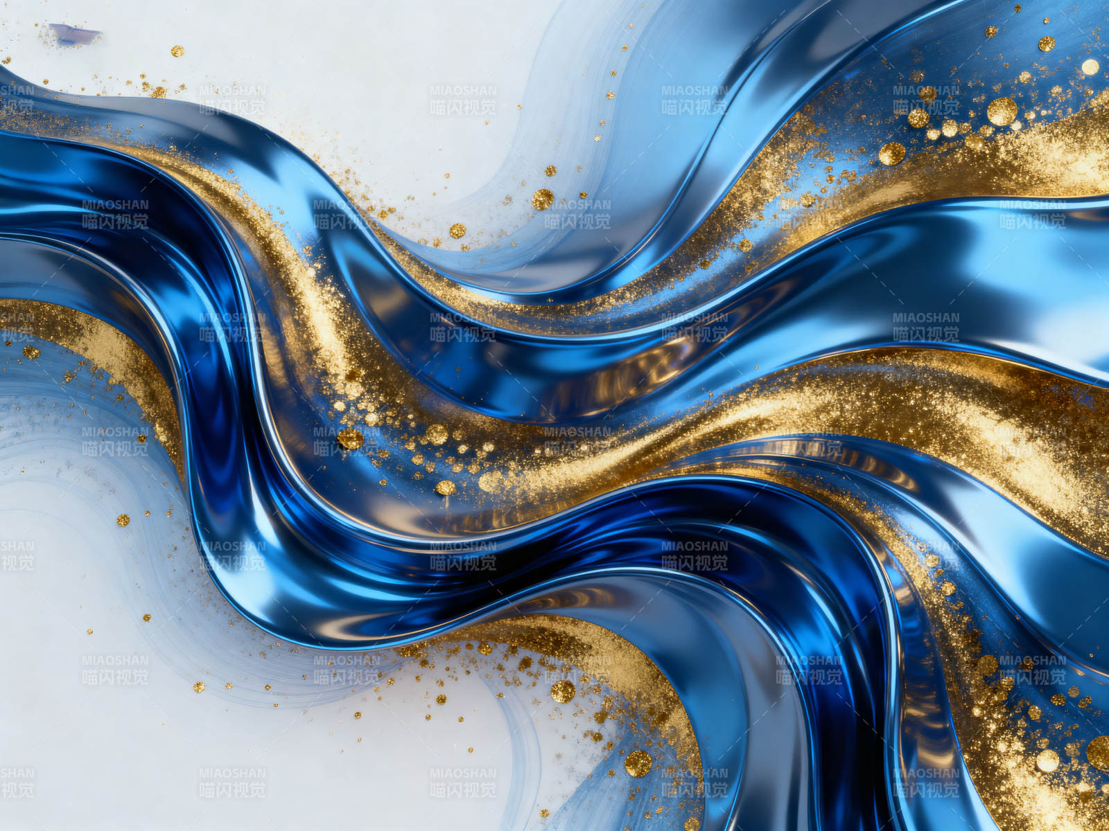 蓝金流动抽象艺术图片