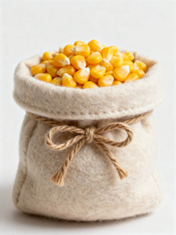 玉米粒装在布袋里图片