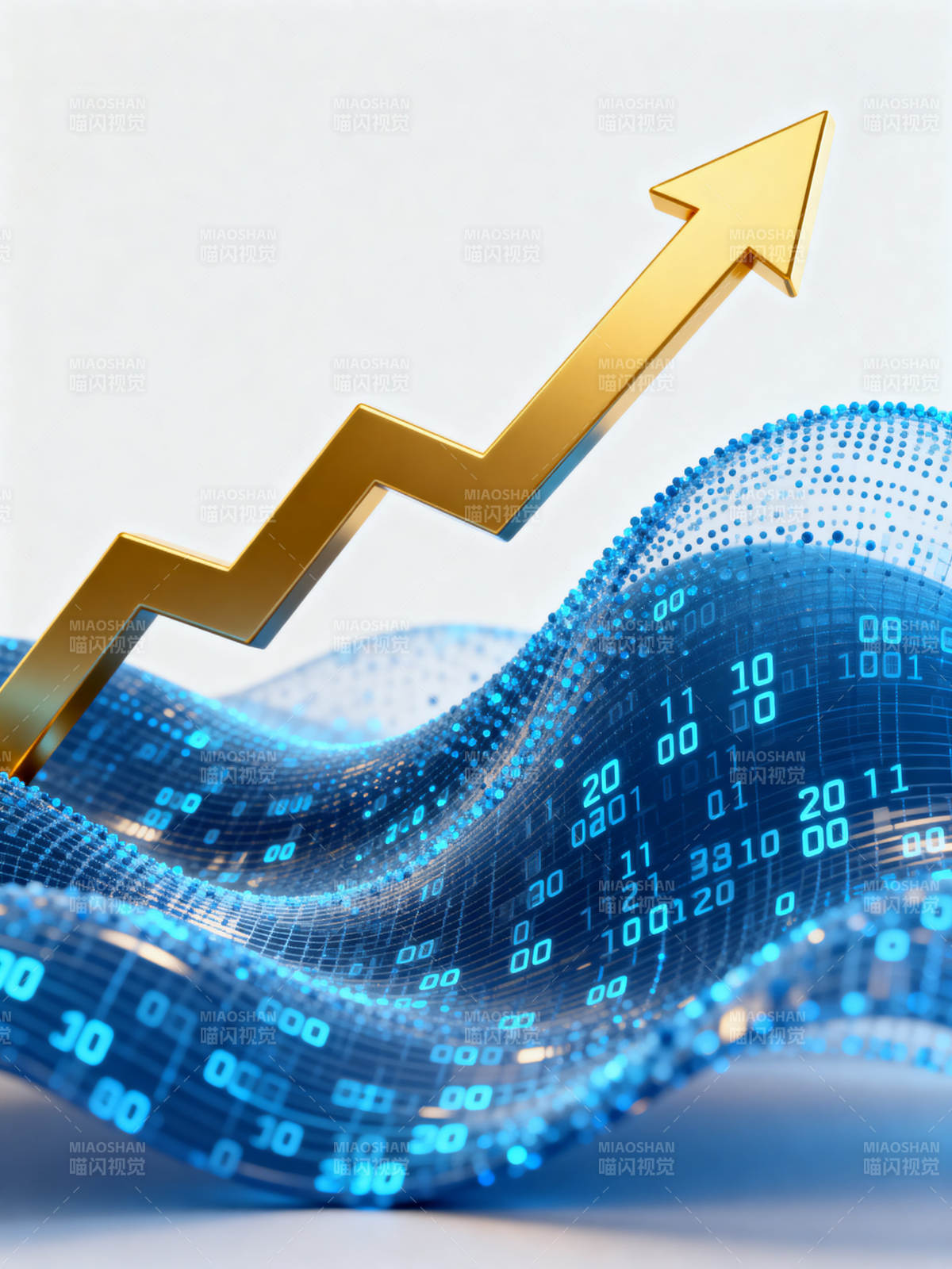 金色箭头数据波浪增长图片