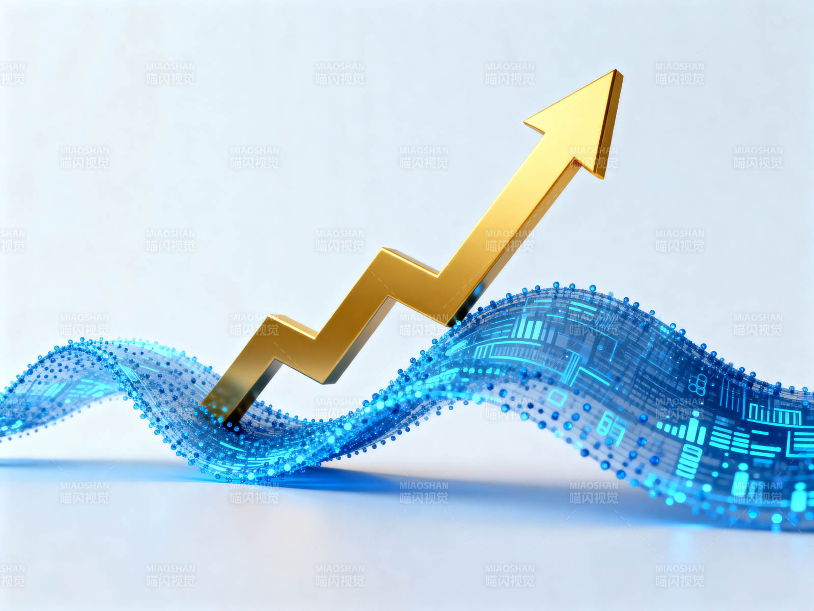 金色上升箭头与数字波浪图片