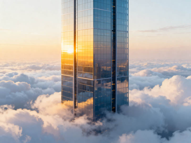 摩天大楼云海日出图片