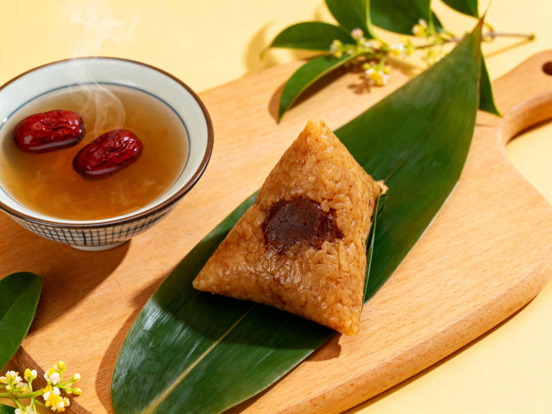 端午节粽子与红枣茶图片