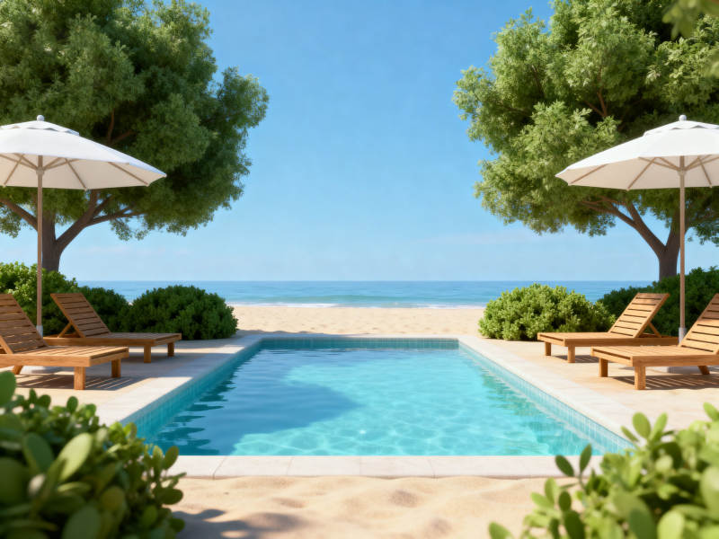 海边泳池度假休闲图片