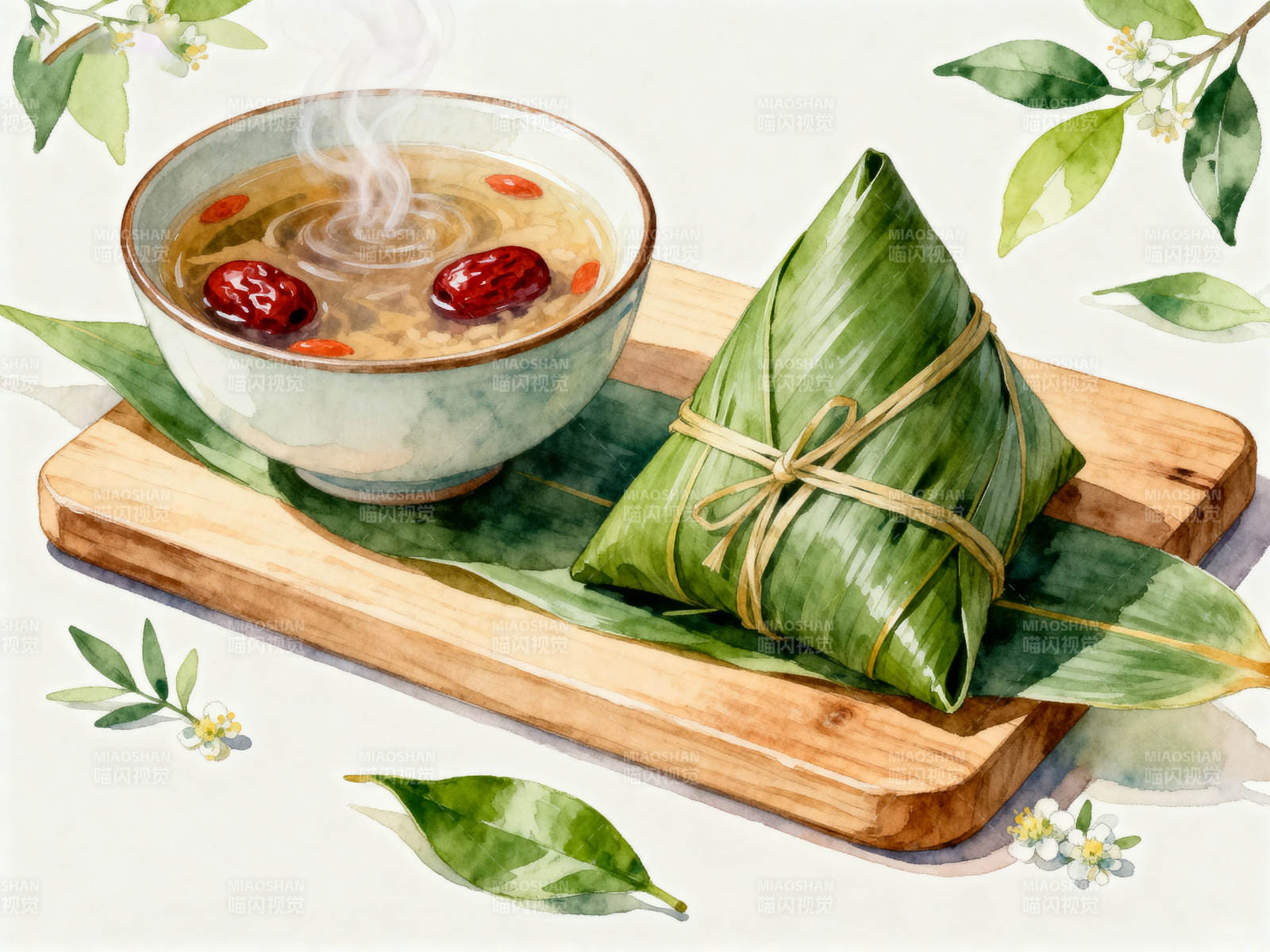 粽子与红枣汤的端午美食图片