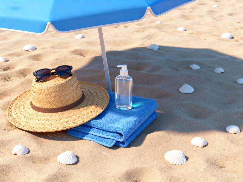 沙滩度假防晒必备物品图片