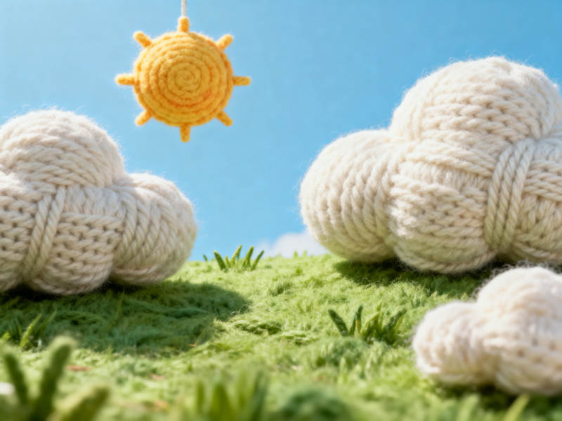 毛线编织的天空与太阳图片