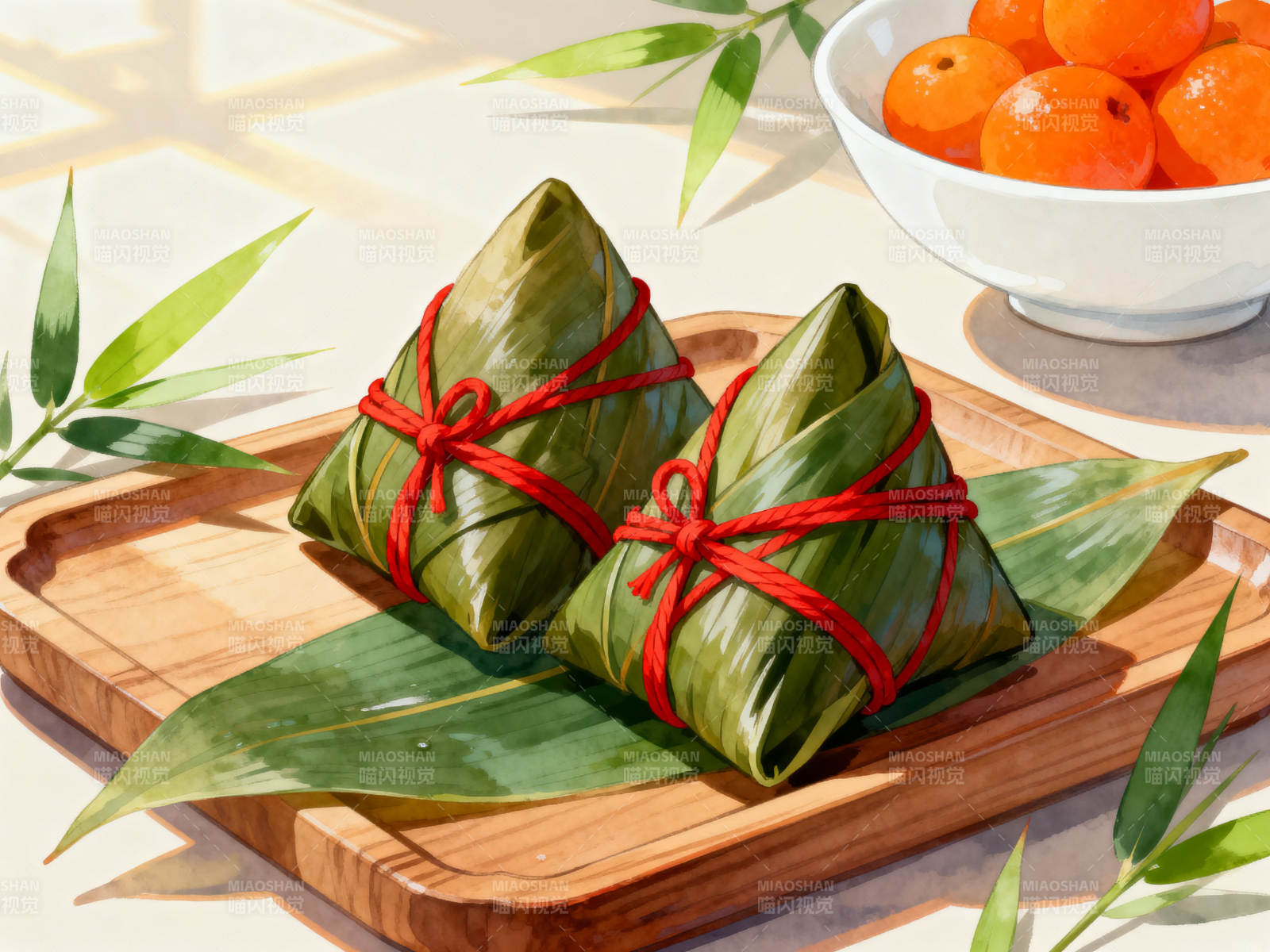 端午节粽子与橘子图片