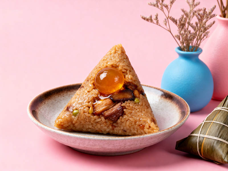 咸蛋黄肉粽特写图片