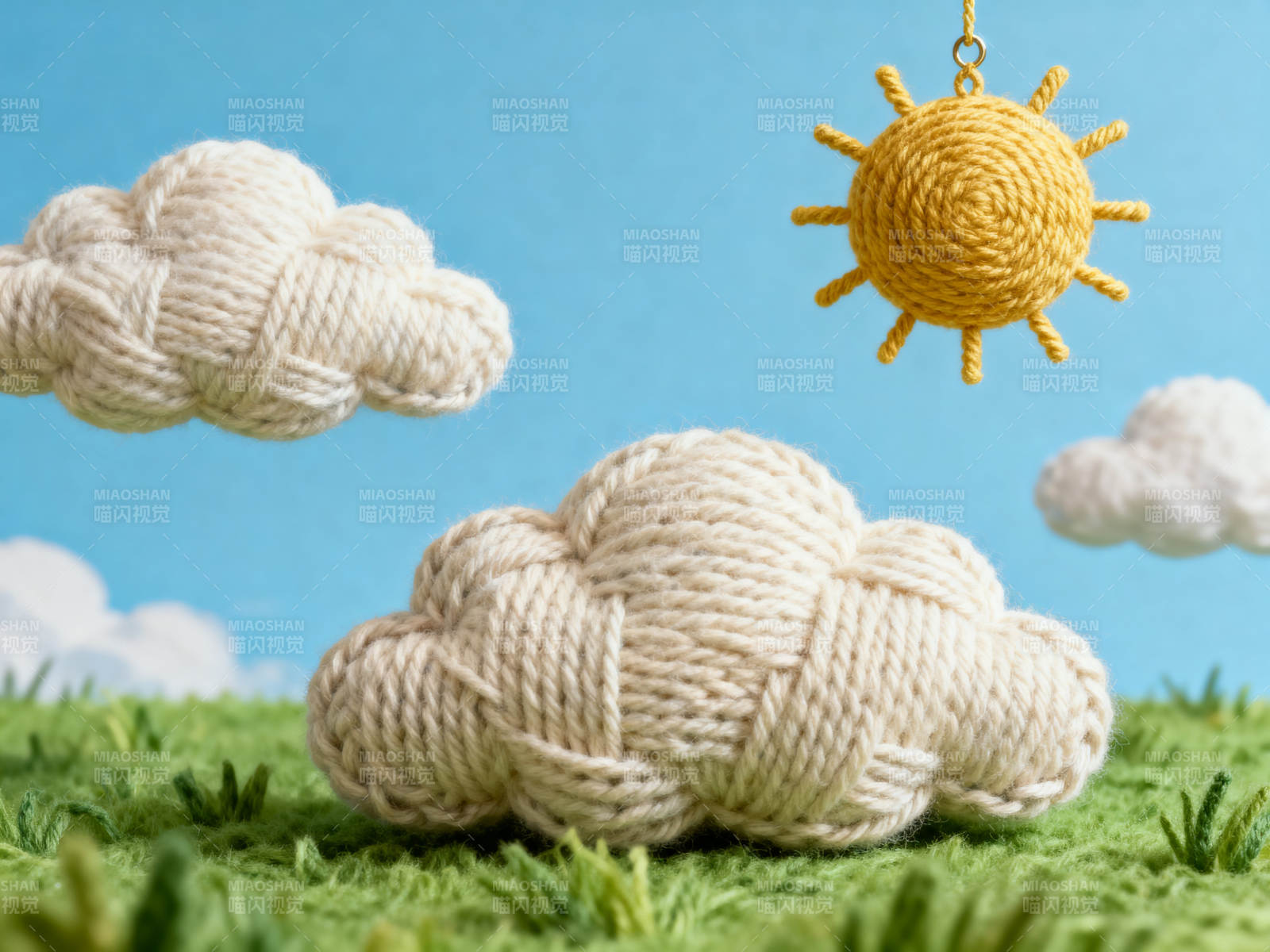 毛线编织太阳与云朵图片