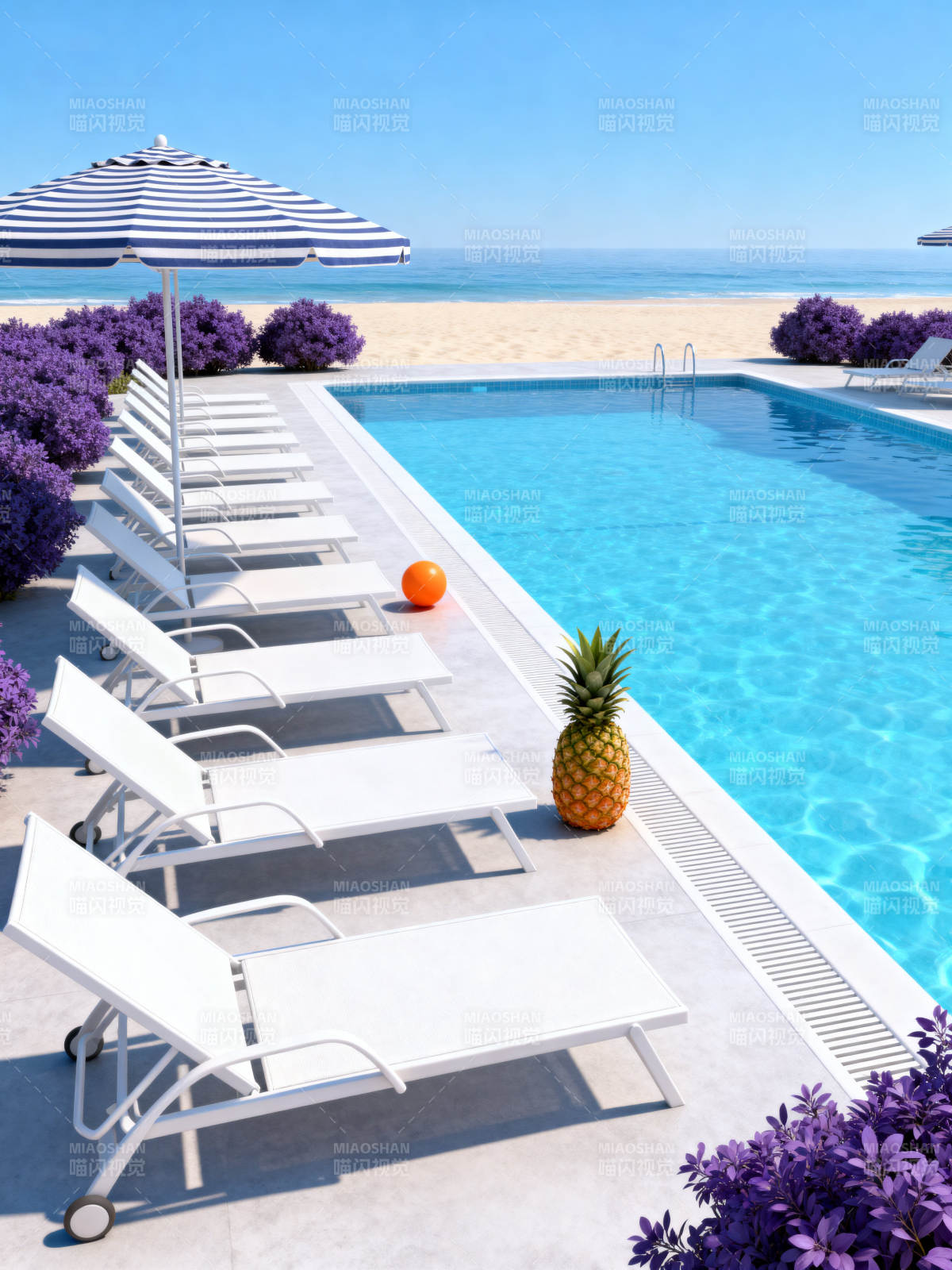 海边泳池度假休闲场景图片