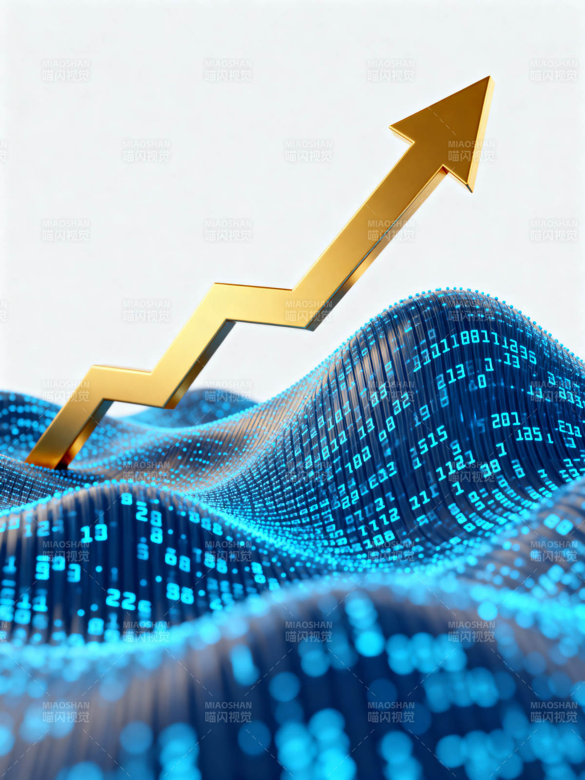 金色箭头数据波浪增长图片