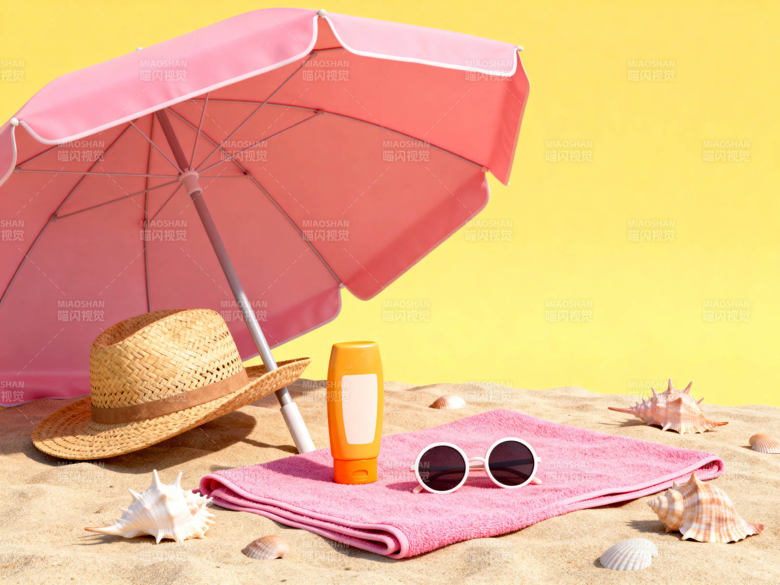 沙滩夏日防晒用品图片