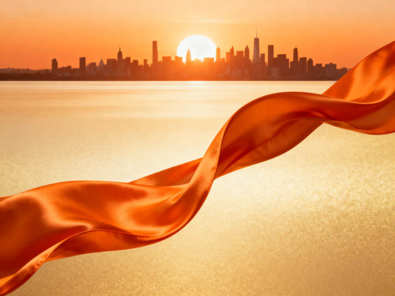 城市日出橙色丝带图片