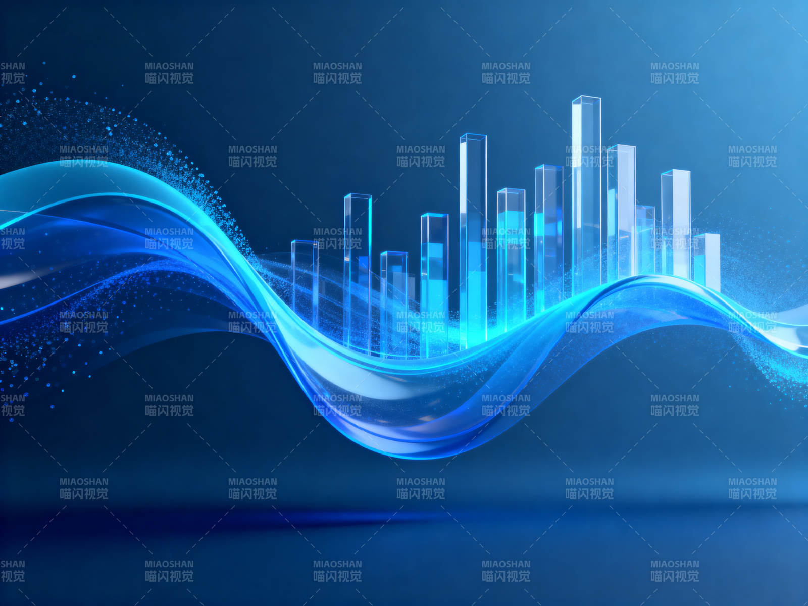 科技数据流与柱状图图片