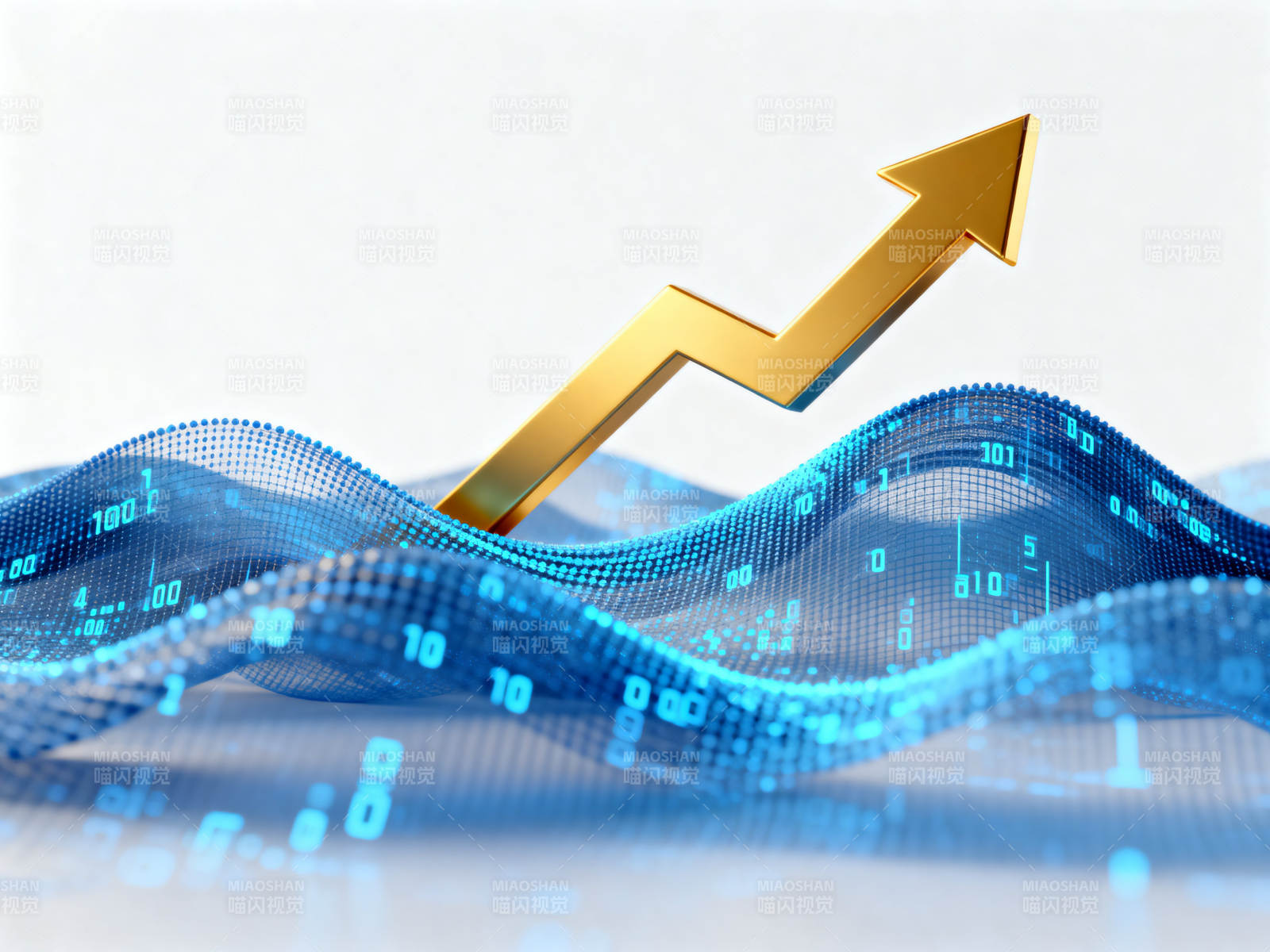 金色箭头数据波浪增长图片