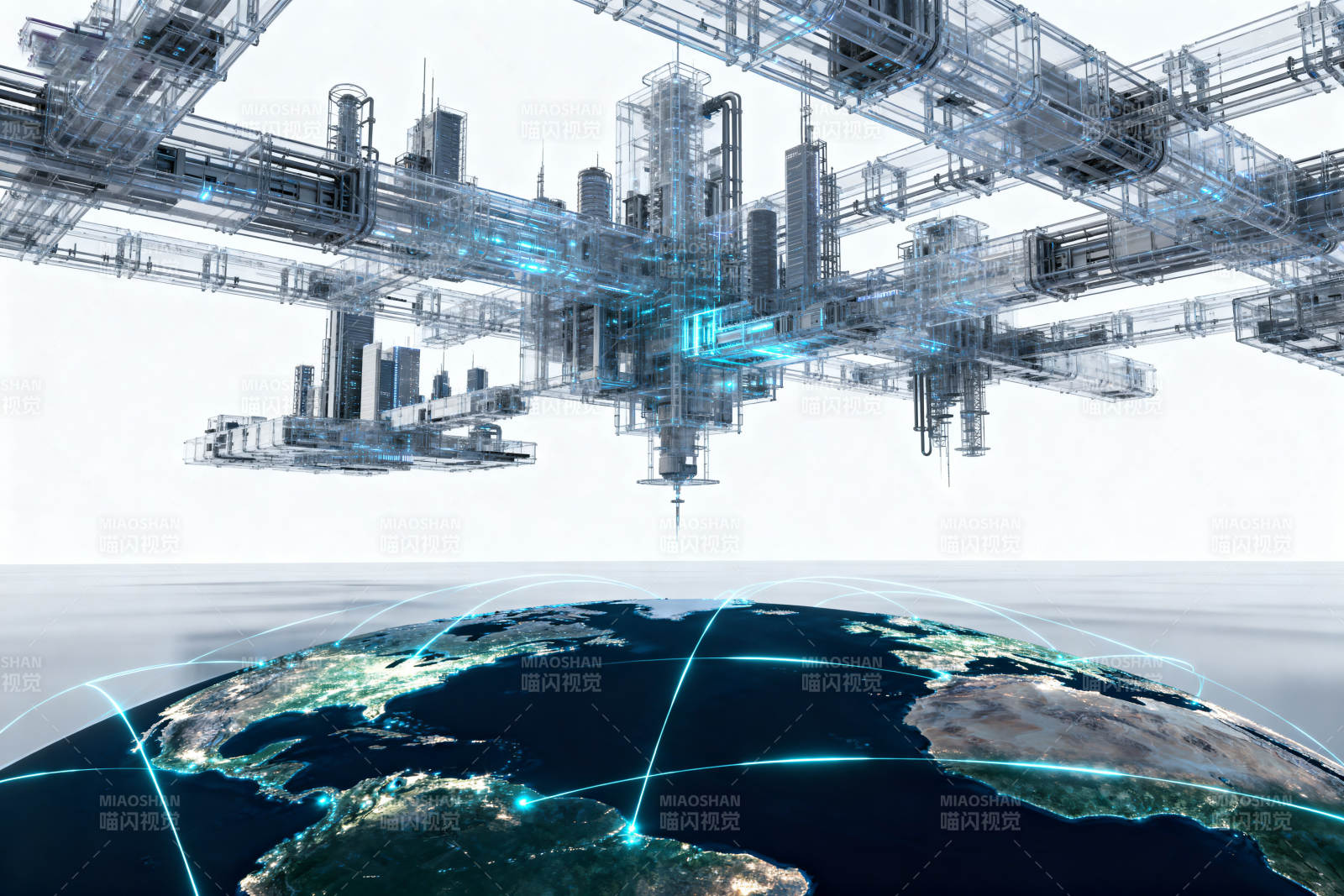 未来科技城市与地球图片