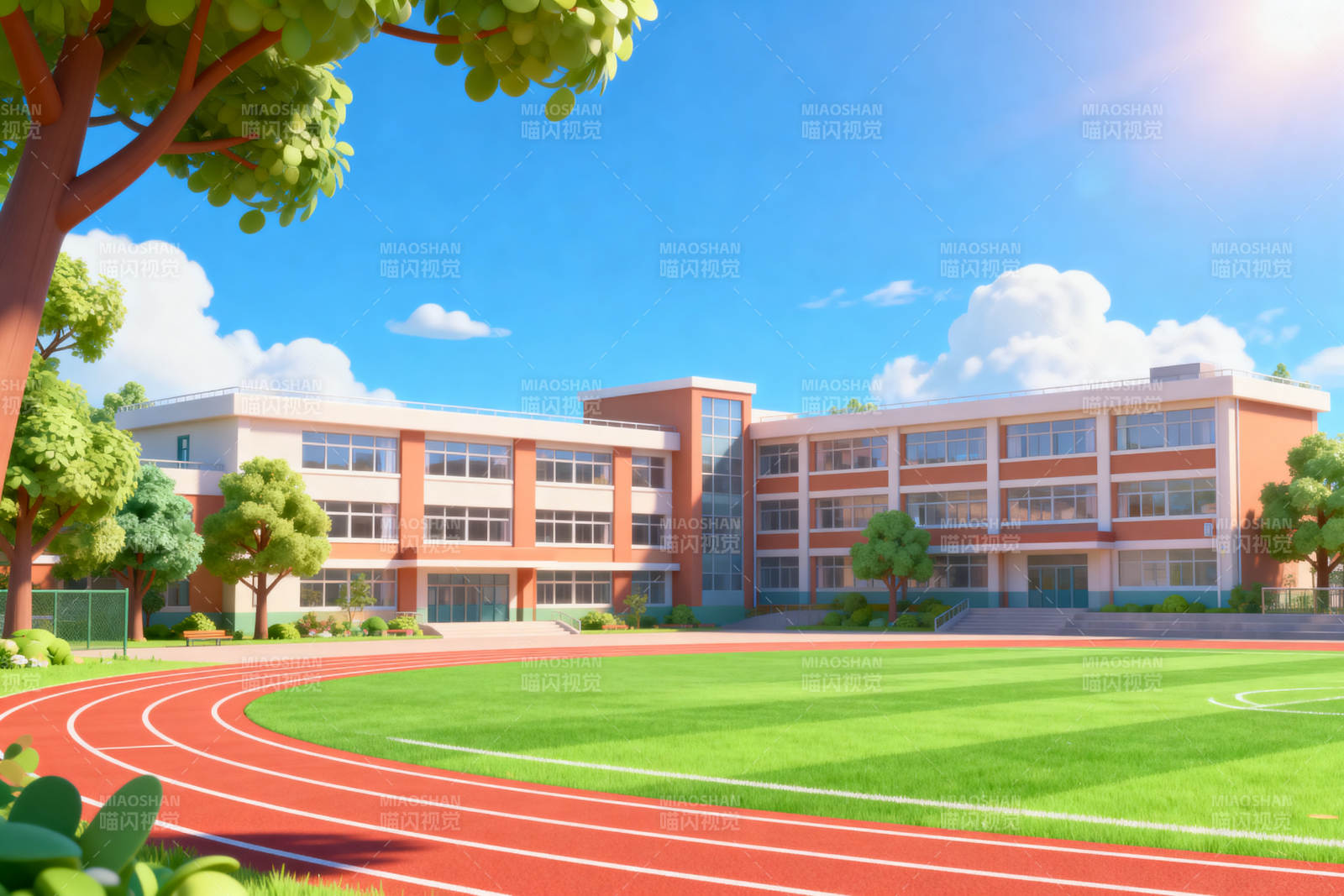 学校操场阳光明媚图片