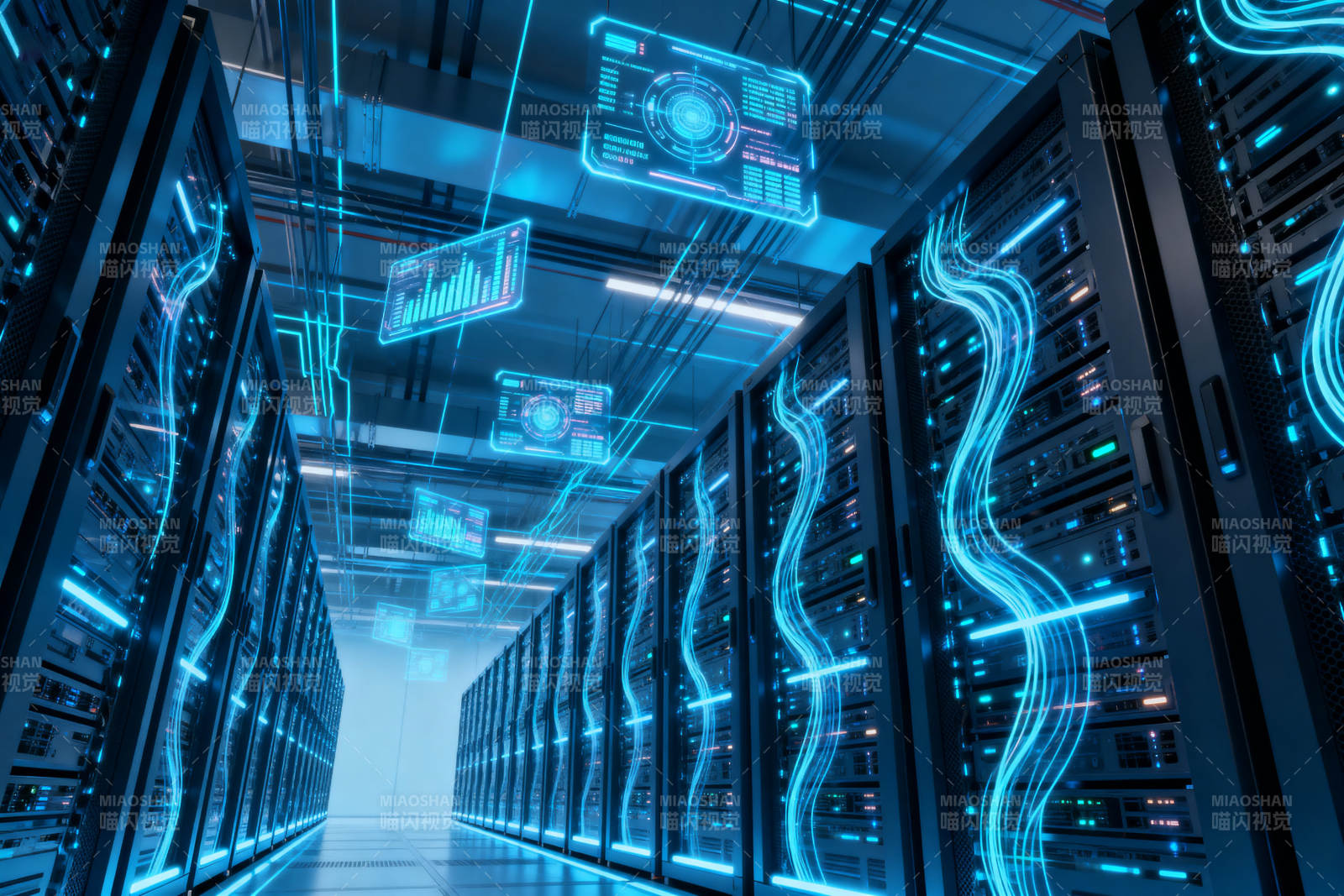 数据中心服务器机房科技感图片