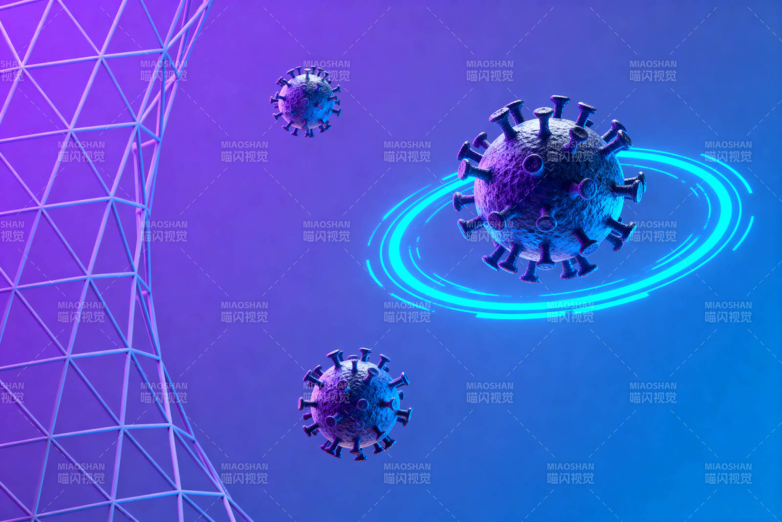 病毒模型科技感背景图片