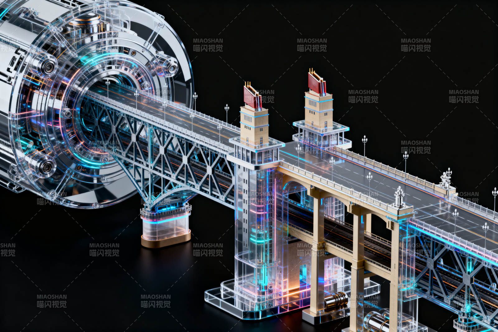 科技大桥透明机械结构图片