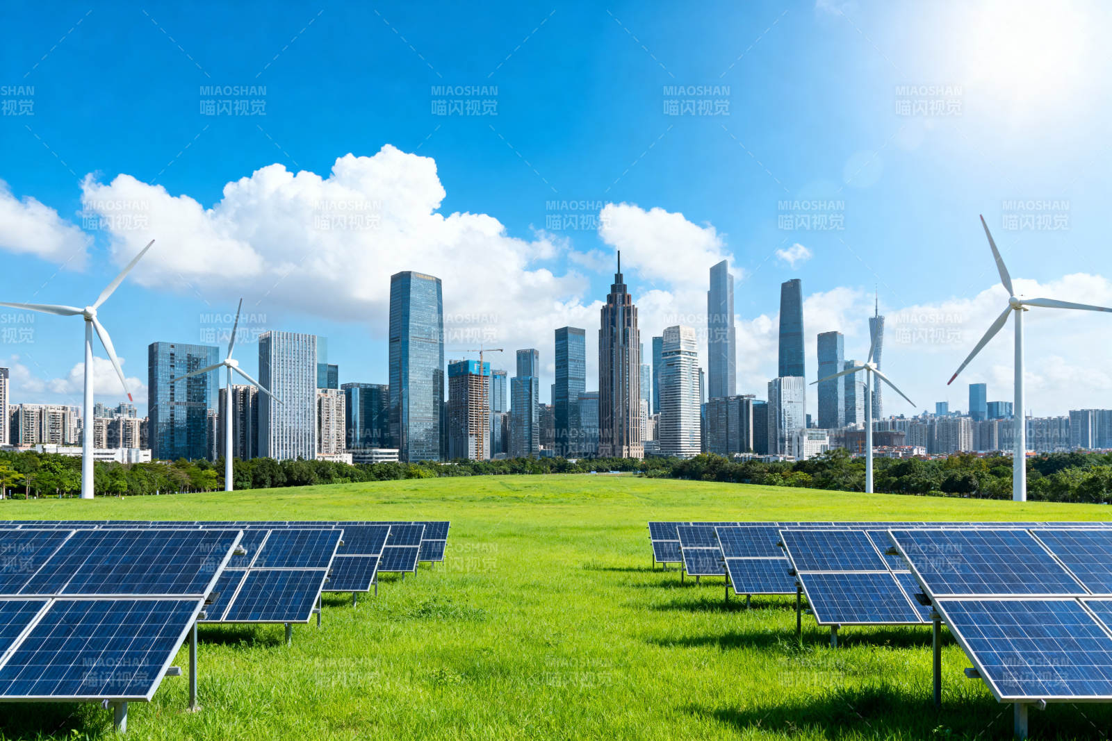 城市风光与新能源融合图片