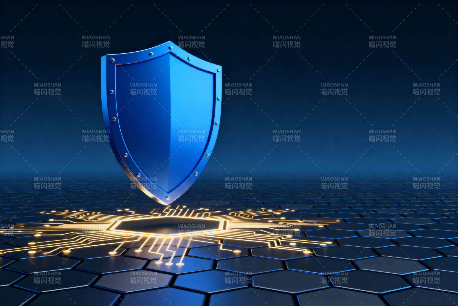 蓝色盾牌网络安全科技图片