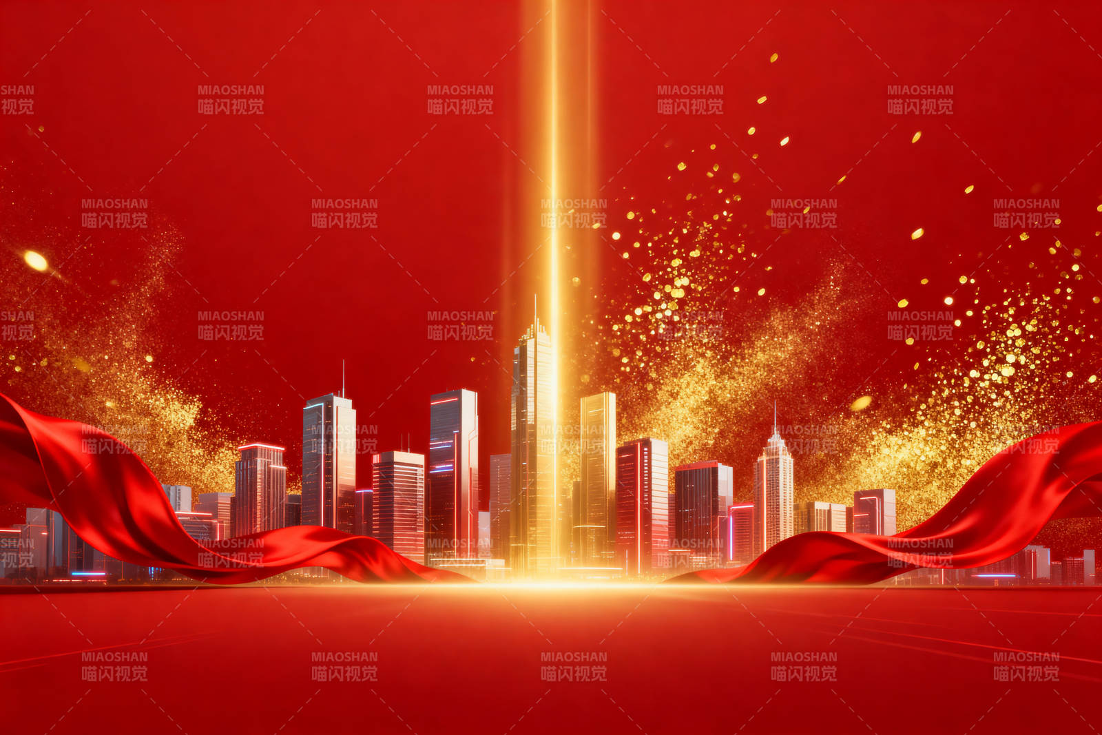 城市辉煌红色背景图片