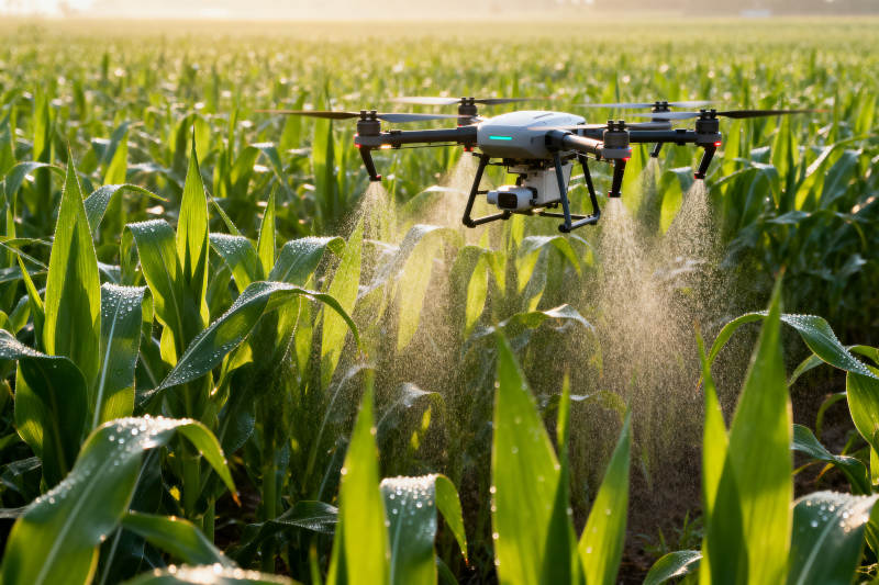 无人机农田喷洒作业图片