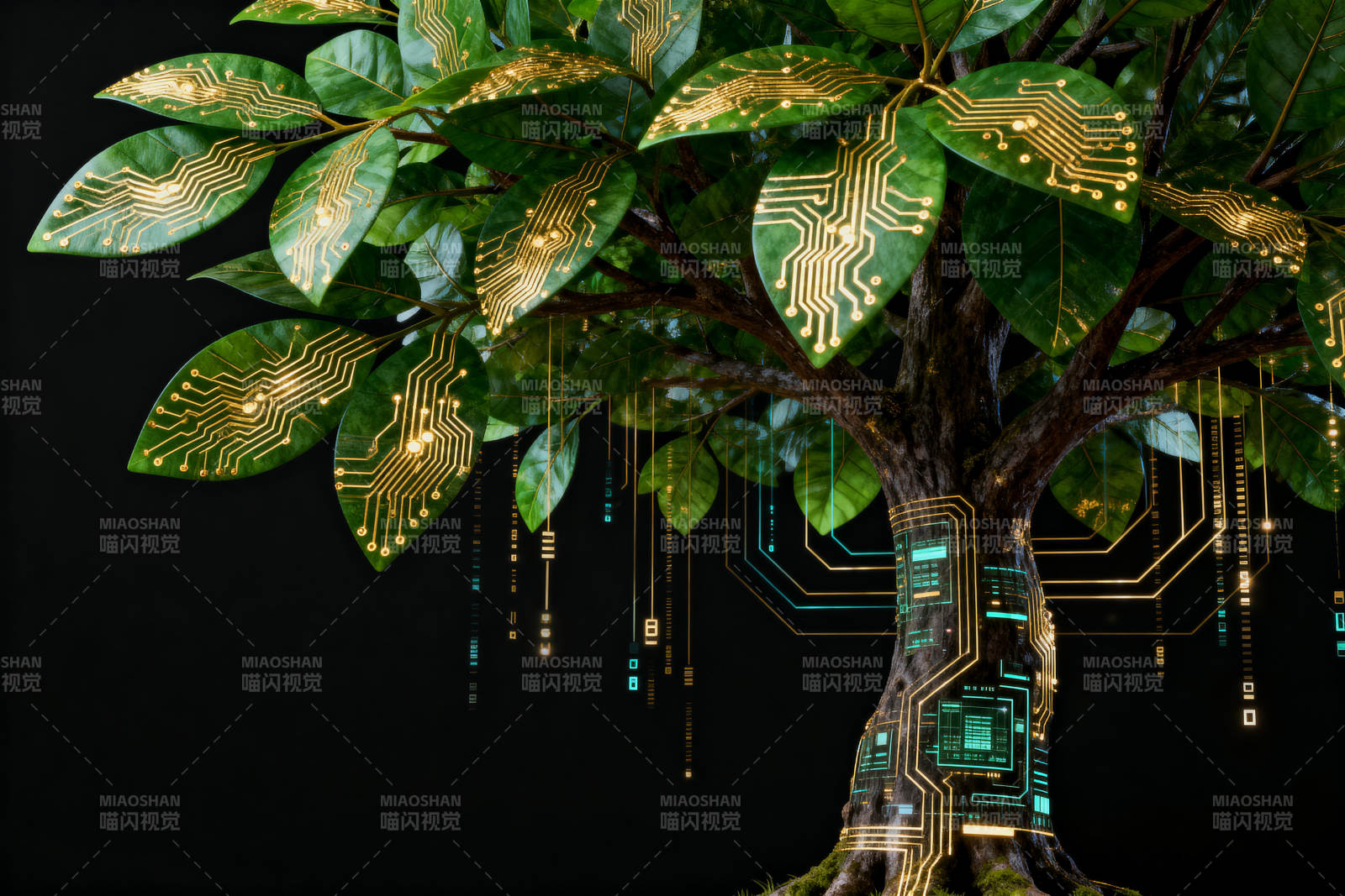 科技树电路与自然融合图片