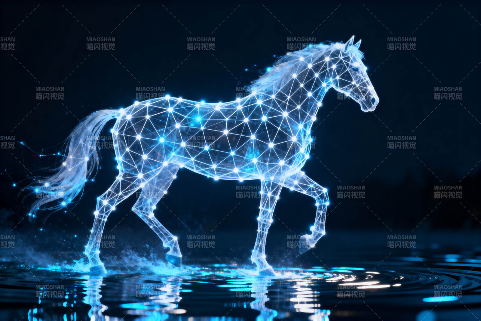 赛博朋克风格的数字马图片