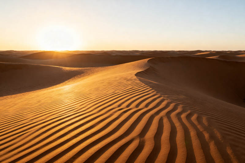 沙漠日出金黄沙丘图片