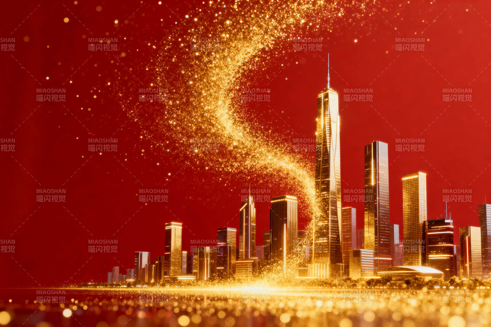 金色城市流光现代建筑图片