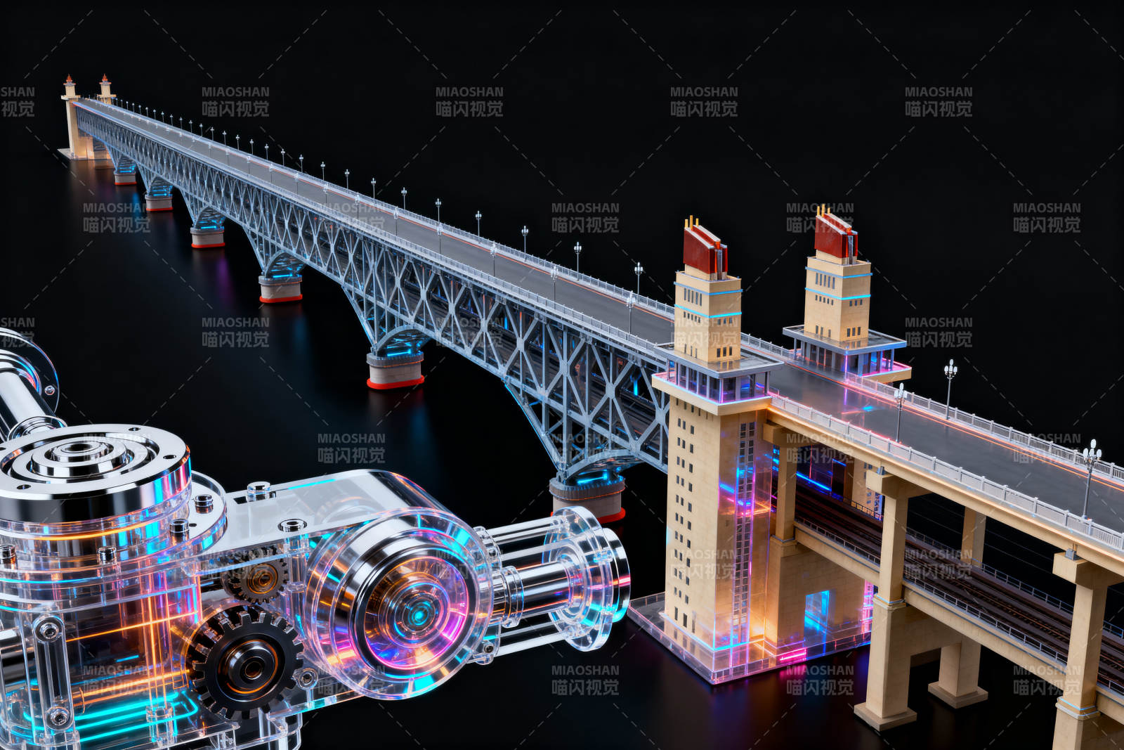 大桥模型与机械装置图片