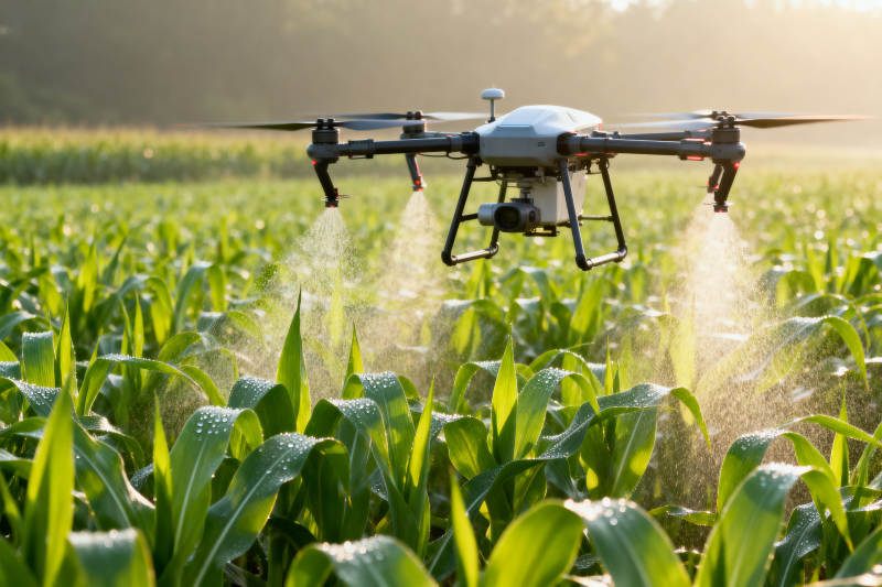 无人机农田喷洒作业图片