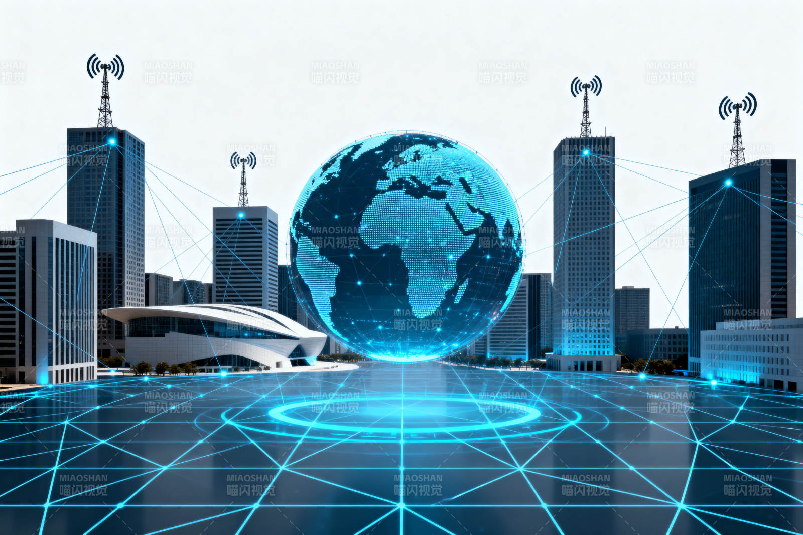 智慧城市全球通信网络图片