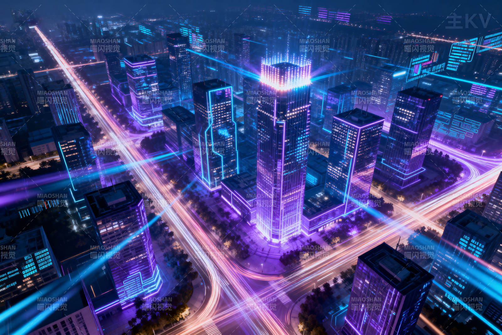 未来城市科技夜景图片