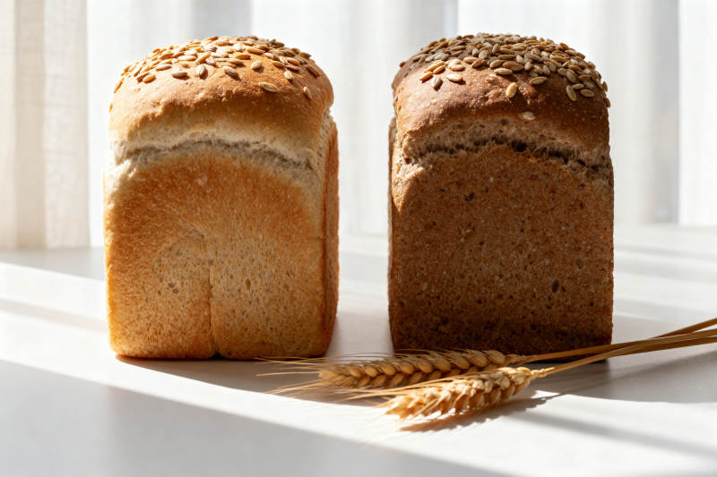 两种面包阳光下对比图片