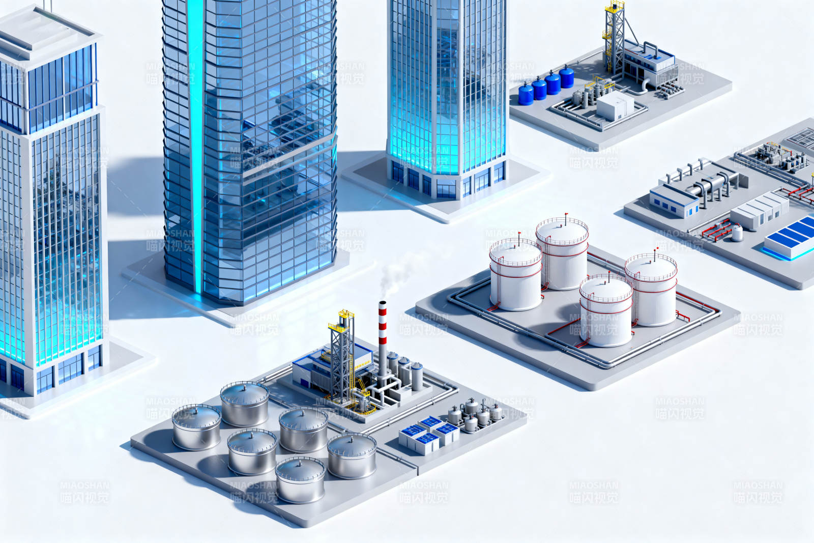 现代工业与城市建筑模型图片