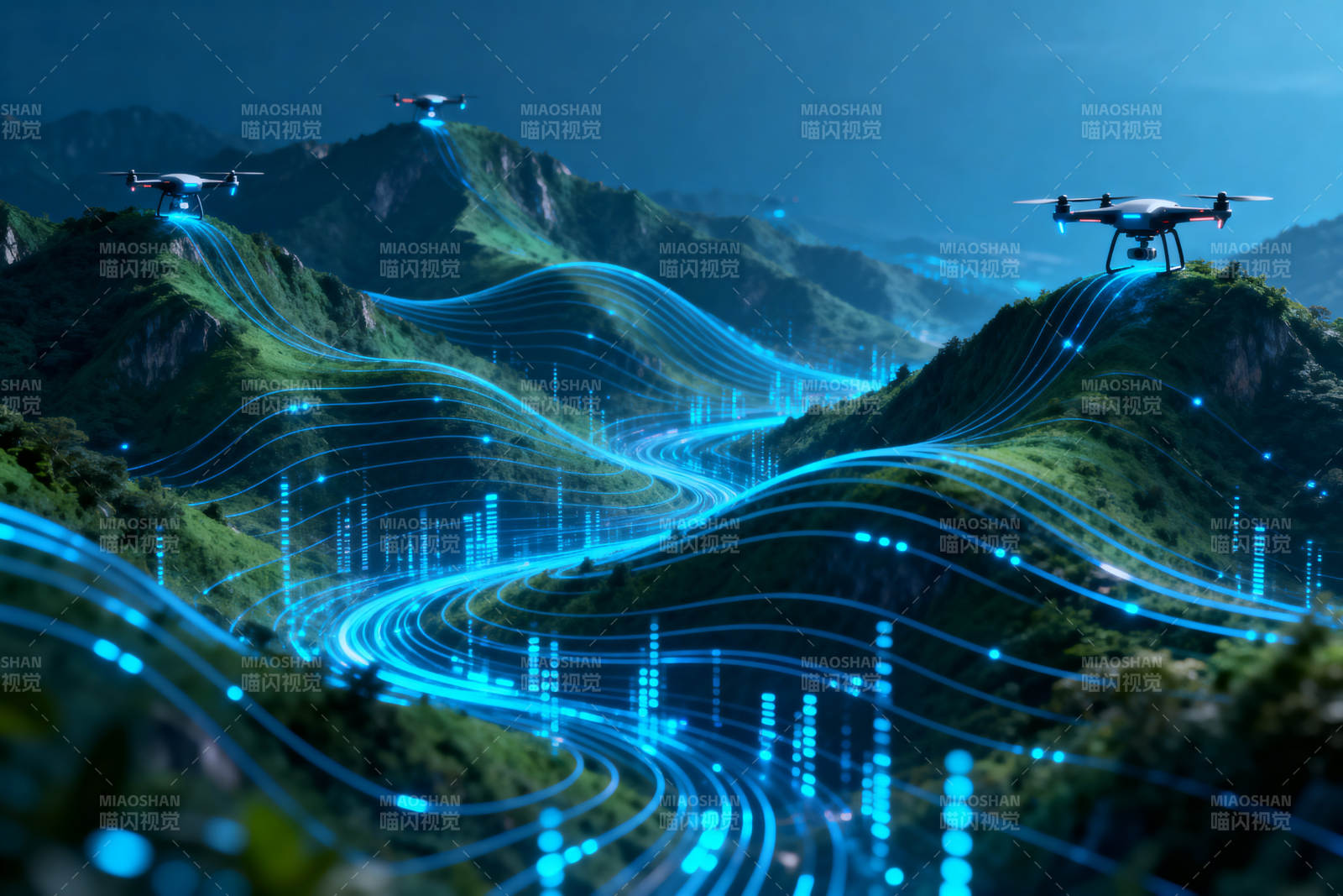 无人机山脉数据流图片